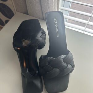 BCBGeneration Black Women's leather mule sandals